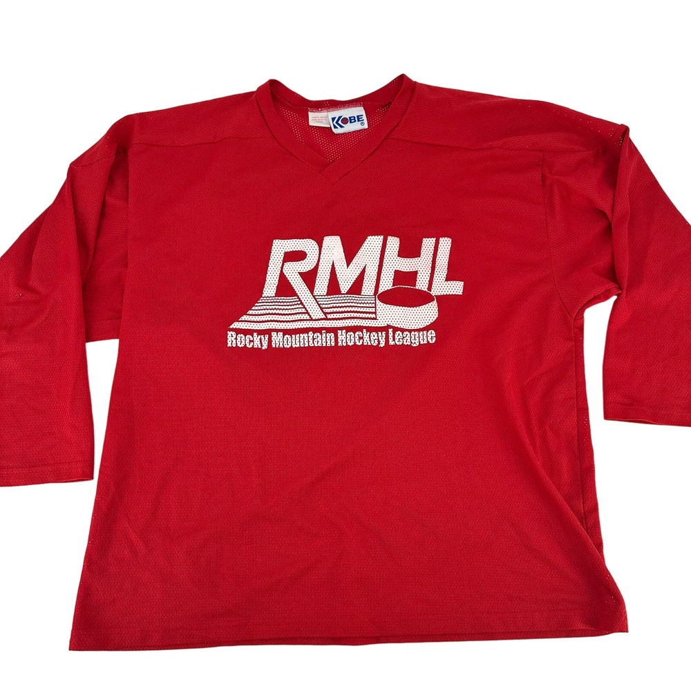 Vintage Kobe Rocky Mountain Hockey League jersey size XXL red made in canada